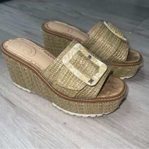 Sam Edelman Livi Espadrille Wedge Sandals 7M Coastal Vacation Resortwear Summer